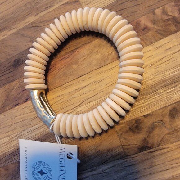 Meghan Browne Style Lola Ivory Natural Wood Stackable Bracelet - Picture 10 of 13
